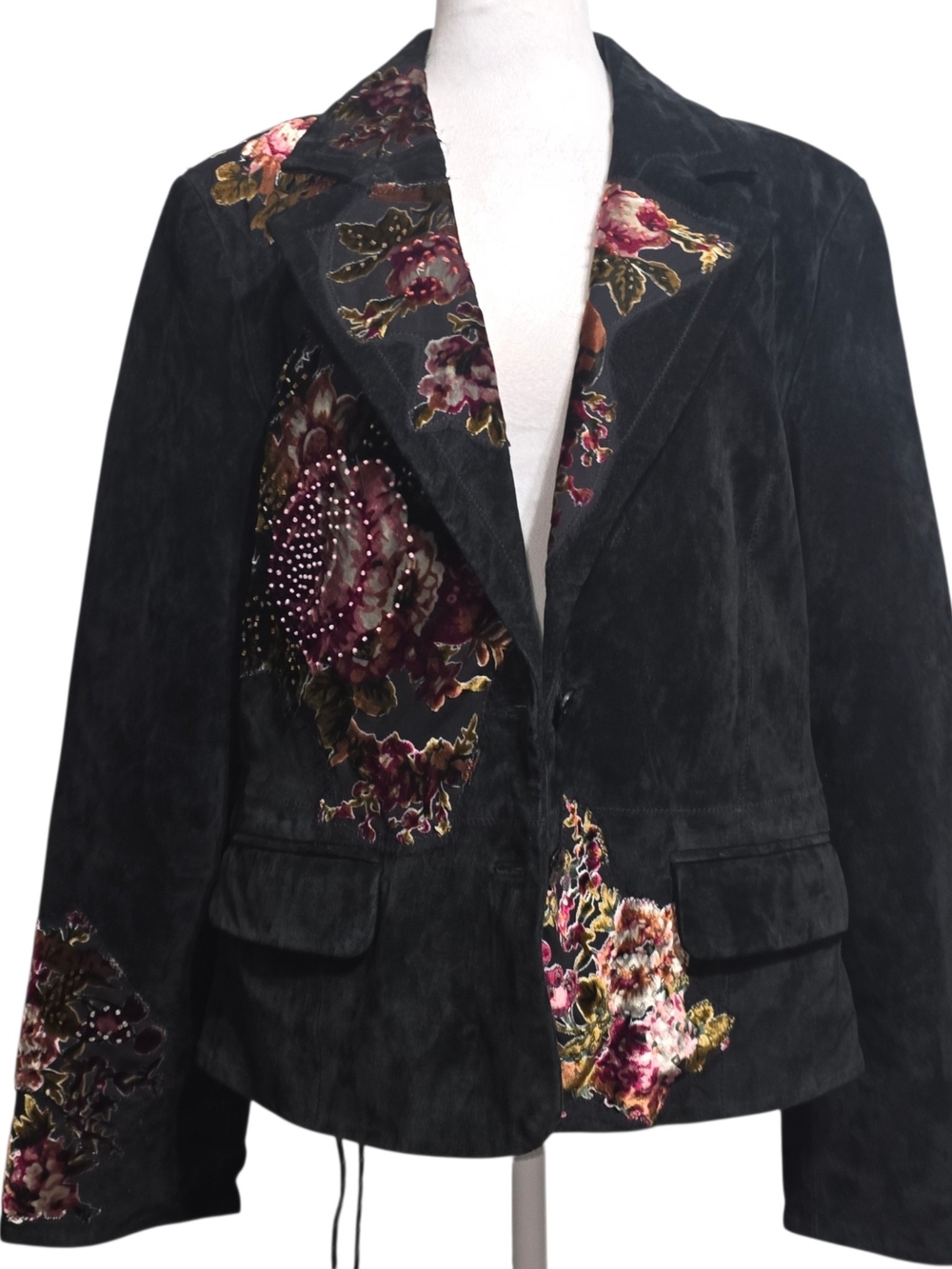Wilsons Leather Maxima Floral Embroidered Suede Blazer Jacket XL Boho Western